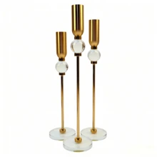 3pcs Elegant Metal & Glass Tall Candle Holders, Modern High Candle Stand, Suitable For Wedding, Party, Birthday, Holiday And Home Decor (Candles Not Included) - Long Crystal Glass Metal Candlestick - View 12