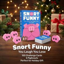 Snort Funny  Party Game-A Must-Have For Family Parties, Gatherings With Friends, And Bachelor/Bachelorette Parties-With 150 Game Cards-5 Pig Snouts - Hồng - Xem 4