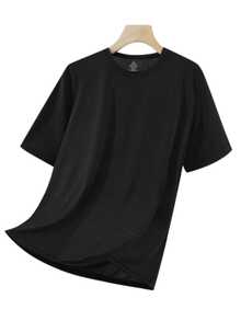 3pcs Black + Blue + Khaki, Men's Printed Round Neck Casual Short Sleeve Tees, Quick-Dry Breathable Fabric, Suitable For Daily Casual, Commuting, Outdoor Sports - Black - View 6