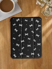 Ốp bảo vệ máy tính bảng Bowknot phù hợp cho iPad thế hệ 10/9/8/7/11 (A16) 2025/Pro 11 (2018-2022)/Mini 4/6/7, Galaxy Tab A8/A9/S6 Lite 10.4 inch - Siêu mỏng, chống sốc, tự động ngủ/thức, chân đế thông minh, khe cắm bút cảm ứng. - màu đen - Xem 1
