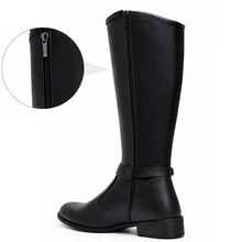 Women's Riding Boot, Long, High Shaft, Side Zipper, Buckle, Elastic, For Horseback Riding, Autumn/Winter - Black - View 7