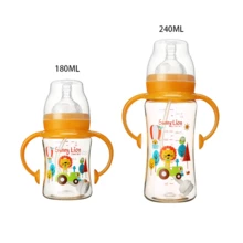 1pc PPSU Self-Flowing Straw Baby Bottle With Handle, Anti-Colic Design, 5cm Diameter 360° Gravity Ball, 180ml/240ml, Suitable For Infant & Toddler Daily Feeding - Multicolor - View 12