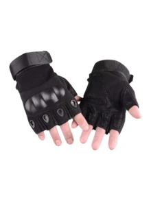 1 双男士战术手套，射击手套，硬质指关节保护，皮革掌面，摩托车手套，骑行手套，气枪手套，彩弹手套，攀岩训练手套 - 彩色 - 查看 11