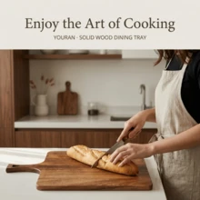 Grande tagliere con manico, tagliere di legno, tagliere da cucina, blocco da macellaio, accessorio da cucina, campeggio, tavoletta di legno, tagliere per la colazione, tagliere multifunzione in legno di palissandro - Design extra spesso reversibile - Ideale per tagliare carne, formaggio, cibi , pane, verdure, frutta e presentazione di alimenti, può essere anche usato come vassoio e piatto da portata in legno - Robusto e durevole, accessorio da cucina - Visualizzare 3