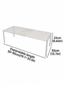 Heavy Duty Adjustable Expandable Wardrobe Organizer Rack - Space Saving Stackable Metal Storage Shelves, Polished Surface, No Assembly Required. Suitable For Kitchen, Bedroom, Office Desk Organization, Multi-Purpose Shelving Unit, Shoe Rack - White - View 15