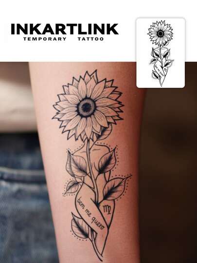  وشمات مؤقتة مقاومة للماء بشكل زهرة عباد الشمس للنساء، 2 قطعة من INKARTLINK، تدوم من أسبوع إلى أسبوعين، وشمات عصارة نباتية، ديكور أنيق للنساء، ضروري للحفلات