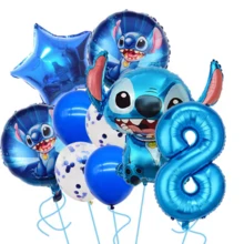 史迪奇主题生日派对装饰，蓝色铝箔数字气球，适用于生日和一周岁生日派对装饰，家居礼物 - 如圖 - 查看 15