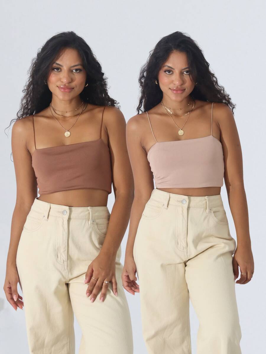 Women Tank Tops & Camis - 摩卡棕 - 查看 1