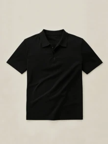 Men's Summer Short Sleeve Polo Shirt , Fashionable Casual Outdoor Wear, Suitable For Running, Golf, Fishing, Camping And Beach, Great Gift For Husband Or Boyfriend - Black - View 2