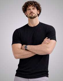Premium Textured T-Shirt, Men's Casual Textured Knit Shirt - màu đen - Xem 4