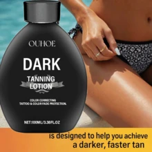 Extra Strength Tanning Cream,Fast Effect Extra Strength Facial Tanning Cream, Deep Moisturizing, Long-Lasting, For All Body Use Sunless Tanner, Summer Tanning Lotion For Darker Skin,Natural Tanning,Ideal For Beach & Pool Use,Special For Beach - màu đen - Xem 6