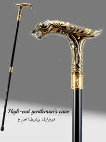 1pc Multi-Color Floral Leopard Print Walking Cane - Vintage Style Metal Cane, Full Metal Material Gentleman's Walking Stick Suitable For Cosplay And Stage Performance, Applicable For Parties And Events - Multicolor - View 4