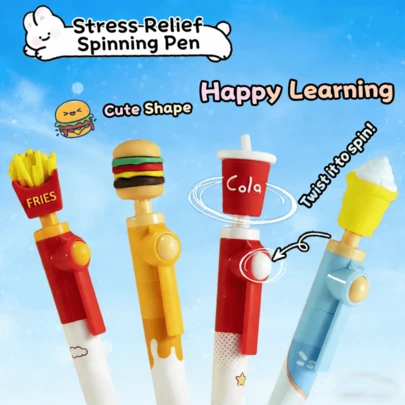 1支逼真食物造型减压旋转笔，旋转中性笔，创意旋转笔，密封笔帽防止墨水干涸，办公学习用品，生日/节日礼物