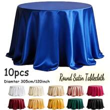 10pcs Round Satin Tablecloth For Wedding, Party, Home Decor, Hotel Events - Romantic, Engagement, Classic Style,Multiple Colors Are Available For Selection,Diamter 305cm/120inch - Royal Blue - View 9