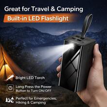 50000mAh Portable Power Bank With Built-In 3 Cables, 22.5W Fast Charging Battery Pack, Multi-Device Charging, LED Display & Flashlight, Travel Essential - Black - View 3