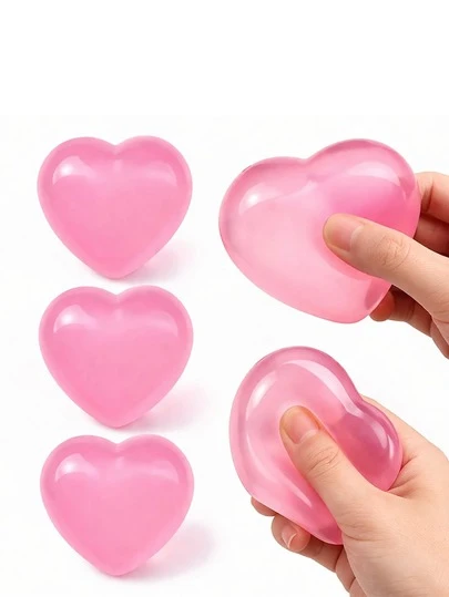 变色爱心捏捏乐玩具，柔软感官挤压减压指尖玩具，可爱果冻减压玩具，适合办公桌、家居等场合，馈赠佳品