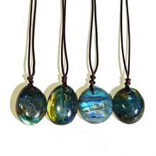 1pc Natural Stone Crystal Labradorite Pendant Necklace, Amethyst Crystal Wrapped Wire Pendant Necklace With High-Quality Leather Cord, Asymmetric Black Tourmaline Pendant Necklace, Suitable For Daily Wear, Gift For Men And Women - Crystal Pendant - View 2