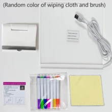 1 Set DIY Handpainted LED Message Board, 7 Color Paintbrushes, Transparent Acrylic Glow-In-The-Dark Drawing Board, Handmade Holiday LED Illuminated Writing Board, Painting Tool Kit With Stand, USB Powered Erasable Surface, Suitable For Office, School, Home Decor - Multicolor - View 9