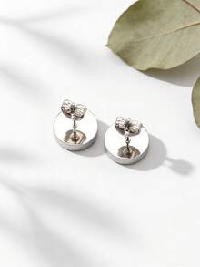 1 par de pendientes minimalistas de acero inoxidable con imitación de turquesa redonda, accesorio de vacaciones para hombres - redondo - Ver 3