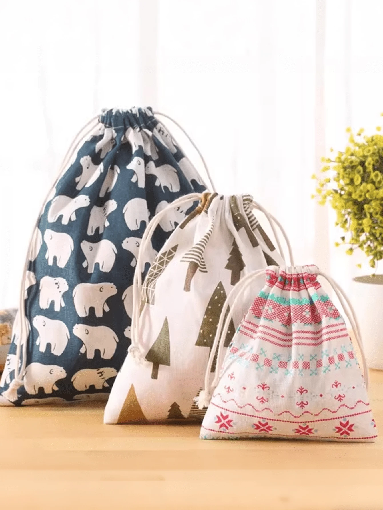 New Linen Drawstring Storage Bag, Clothes Organizer Bag, Travel Luggage Shoe Pouch, Miscellaneous Underwear Bag - View 1