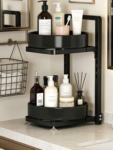 3 Layer Revolving Spice Rack Organizer, Black Spice Rack Organizer, Multipurpose Shelf Rack Space-Saving Seasoning Storage Stand For Kitchen Countertop, BBQ, Or Restaurant Storage Cabinet Organizer Shelf Stackable, Adjustable Spice Organization For Cabinets Under Sink Storage - Black - View 7