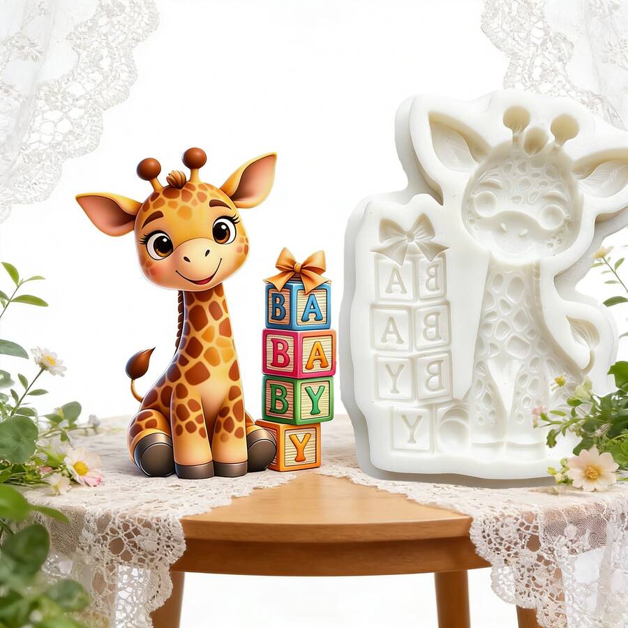 长颈鹿和奶牛巧克力蛋糕装饰硅胶模具，易清洗狐狸翻糖模具，实用厨房烘焙硅胶模具，可用于制作果冻、布丁、饼干、糖果、纸杯蛋糕装饰、面团、杏仁糖、DIY树脂、钥匙扣、橡皮泥、吊坠、石膏、蜡烛、肥皂、家具装饰品 - 查看 1
