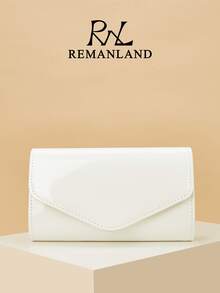 REMANLAND 1个白色镜面PU女士晚宴包，光滑的包身完美融合了优雅与时尚，可作手拿包/手提包/单肩包/斜挎包使用，适合婚礼/派对/舞会/宴会等场合。 - 白色 - 查看 1