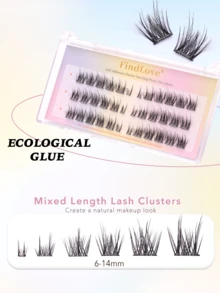 36片自然压制睫毛簇，自粘卡通睫毛簇预涂胶，纤细睫毛嫁接套装，3D D卷睫毛簇 6-14mm，DIY单根睫毛化妆工具 - D - 查看 5