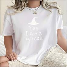 One piece, vestidos de mujer verano, noche de cita, vestidos de mujer elegantes,vestidos de mujer casuales y elegantes,playeras de mujer, Tema de bruja T shirt 180g camiseta algodón blanco y negro, estampado bruja, impresión algodón alta calidad, cuello redondo, ajuste básico holgado, hombres y mujeres, transpirable, versátil, lavable a máquina, cómoda, talla S ~ 3XL, diario, casual, deportes, imprescindible verano - Multicolor - Ver 1