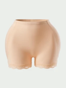 Women Padded Butt Lifter Shorts,Lace Shapewear Shorts With Butt Pads,Sexy Figure Shaping Seamless Tummy Control Panties - 杏色 - 查看 2
