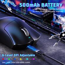 ATTACK SHARK V3 超轻无线游戏鼠标，PAW3311 传感器，500mAh 电池，重量 62g，25KDPI，支持 2.4G/蓝牙/USB-C 连接，可充电无线鼠标，带 5 个可编程按键，适用于笔记本电脑和 PC。 - 查看 10