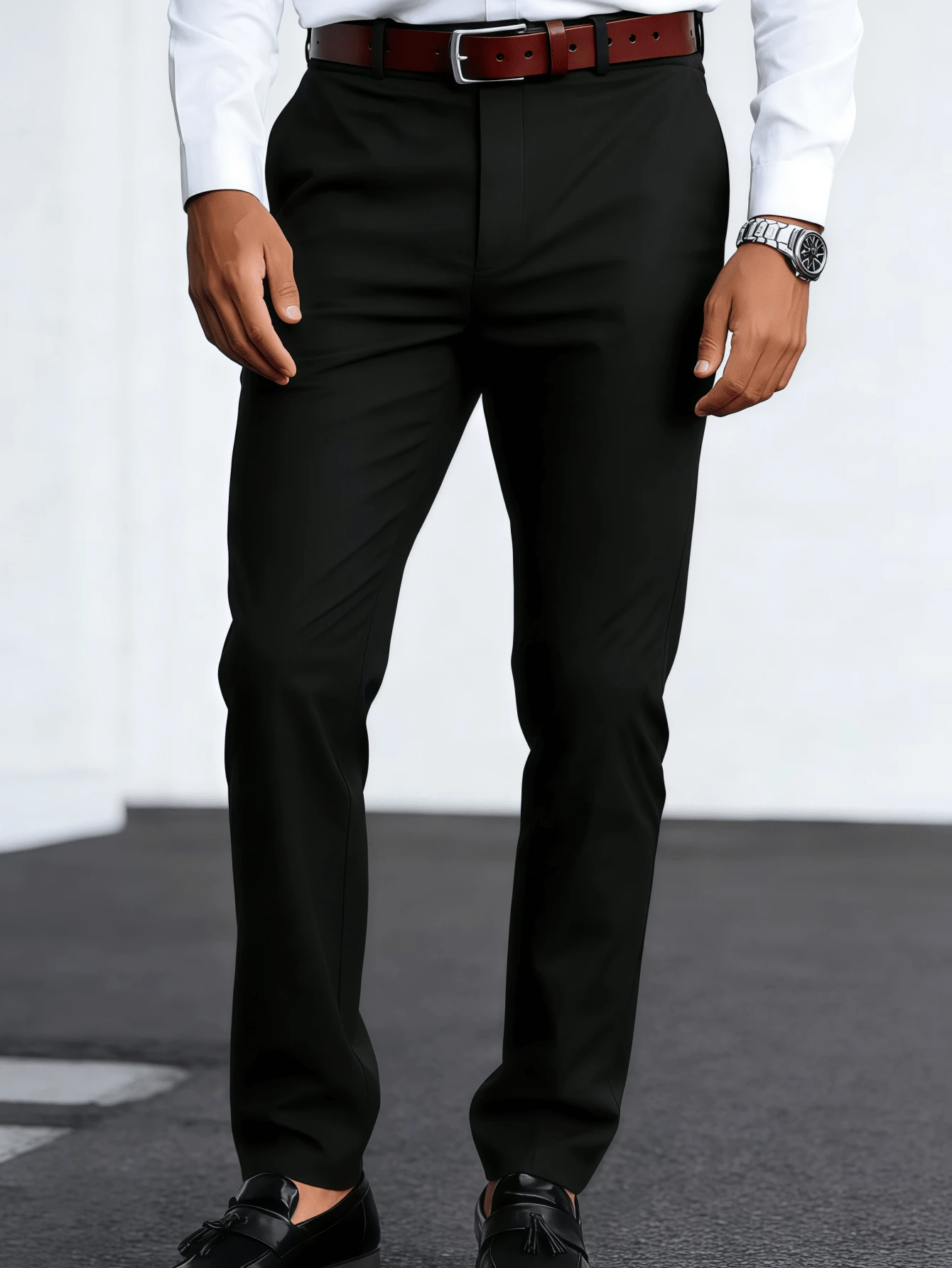 New Men's Formal Pants, Spring/Summer/Autumn Business Casual Trousers, Summer Straight Leg Pants, Suitable For Office Workers, Versatile Formal Pants For All Seasons - Black - View 1