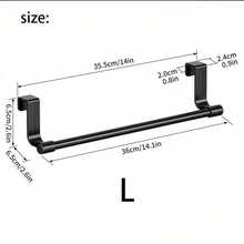 1pc Black Stainless Steel Towel Rack, No Drilling Required Hanging On Cabinet Door, Fits 0.74 Inch Thick Door, Space-Saving Dishcloth Hanger, Kitchen Accessory, Home Decor, Bathroom Storage Rack, Back To School Essential - Black - View 14