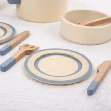 Children's Wooden Realistic Kitchen Toys, Educational Pretend Play Toys, Imitation Pots, Pans, Utensils, Food, Role-Play As Chef - Multicolor - View 4