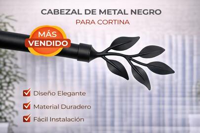 VISTE TU HOGAR VTH Remate para Barra de Cortina 20 mm de aleación de aluminio Diseño Hojas Rectas – Juego de 2 Piezas con Material de Fijación, 5 Colores