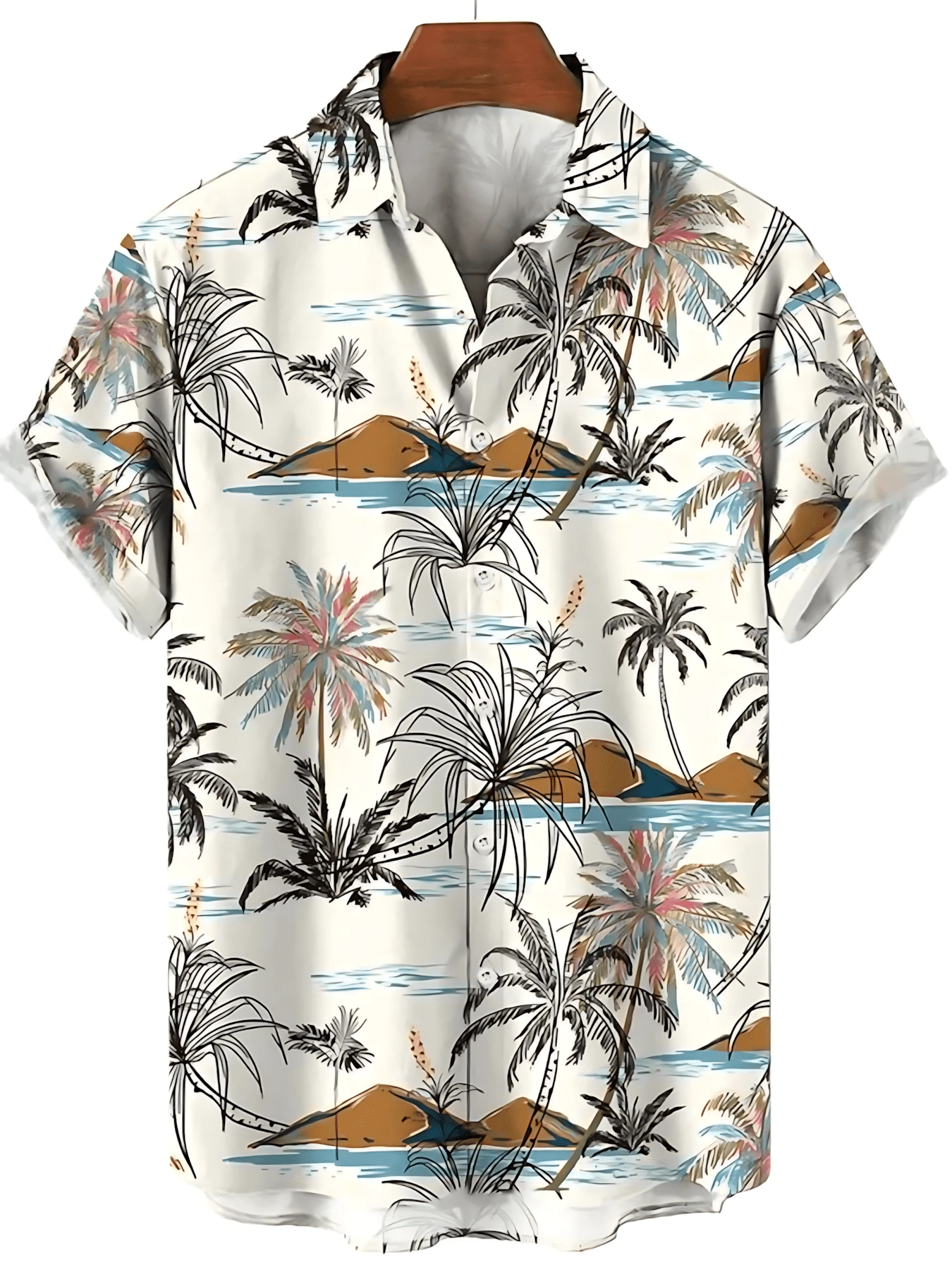 Hawaiian Palm Tree 3d Print Shirt For Men Cool Summer Street Short Sleeve Shirts Tops Lapel Button Oversized Blouse Clothes - A508D-aL23250 - View 1