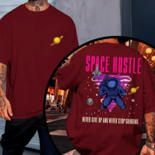 Streetwear T-Shirt, Front And Back, Oversized, Unisex, Never Go! - Maroon - View 1