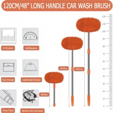 Bộ chổi và cây lau nhà 2 trong 1 dùng để vệ sinh xe hơi - Bọt biển sợi nhỏ mềm mại, cán dài, thích hợp để vệ sinh ô tô, xe tải, SUV, xe nhà di động, xe kéo và thuyền - Không gây hư hại hoặc trầy xước sơn. - Bàn chải vệ sinh + khăn lau - Xem 9