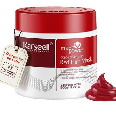  KARSEELL Intense Red Pigment Hair Mask To Revive Dull Red Tones And Enhance Copper, Mahogany, And Orange Highlights. Professional Treatment That Provides Deep Nourishment, Spectacular Shine, And Silky Softness. High-Purity Pigment For A Uniform And Long-Lasting Result. Ideal For Maintaining Color Between Salon Visits. Creamy, Easy-To-Apply Texture That Improves Manageability. Controls Frizz. Reduces Dryness And Strengthens Hair Fibers Damaged By Dyes, Straighteners, Or Bleaching. Adds Luminosity And Vitality To Colored Or Natural Hair, Leaving It Looser, Hydrated, And With A Vibrant, Wash-Resistant Red. Advanced Formula That Intensifies The Hue And Improves The Overall Appearance Of Hair For A Professional Finish At Home. 500ml
