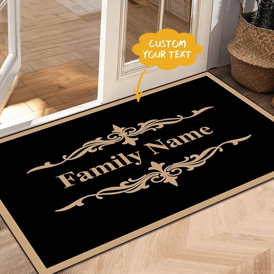 A Personalized Letter Doormat Featuring The Family Name - A Custom Welcome Mat With A Non-Slip Base, Made Of Soft, Durable, And Washable Polyester, Machine Washable, Perfect For Home Decor And Housewarming Gifts, Rectangular, Rug Polyester, Polyvinyl Chloride, Velvet, Plush, Sponge, Entryway, Porch, Bathroom, Bath, Bedroom, Hall, Laundry, Hallway, Living Room, Kitchen, Entry, Laundry Room, Non-Slip, Anti-Slip, Water-Absorbent, Wear-Resistant, Dust-Proof, Waterproof, Easy To Clean, Soundproof, Breathable, Soft, Flexible - Multicolor - View 1