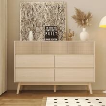 VOWNER Dresser For Bedroom With Drawers,6 Drawer Dresser With Handle Free Design,Chest Of Drawers & Storage Organizer Chest For Bedroom,Living Room Hallway,Natural Oak - 米色 - 查看 17