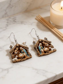 Women Dangle Earrings - The Birth Of Jesus - View 7