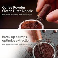 Mini Coffee Cloth Powder Needle 6-Pin Coffee Powder Blender Italian Small Loose Powder Needle Solid Wood Pine Powder Needle - Brown - View 1