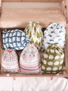 New Linen Drawstring Storage Bag, Clothes Organizer Bag, Travel Luggage Shoe Pouch, Miscellaneous Underwear Bag - View 6