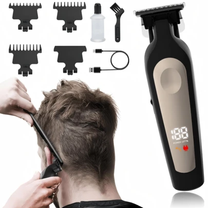 Cordless Electric Hair Clipper, Rechargeable Trimmer With Precision Cutting Head, LCD Display, High-Quality Portable Ceramic Floating Blades, USB Powered Electric Grooming Kit, Gift For Valentine's Day, Gift For Men