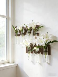 1件“爱妈妈”字母水培植物墙饰，浪漫花卉展示花瓶架套装，现代简约波西米亚风农舍字母造型悬挂式花盆，创意墙面艺术花卉摆设，适用于客厅、卧室、厨房、阳台、玄关，母亲节礼物，家居装饰 - 彩色 - 查看 2
