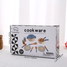 Children's Wooden Realistic Kitchen Toys, Educational Pretend Play Toys, Imitation Pots, Pans, Utensils, Food, Role-Play As Chef - Multicolor - View 2
