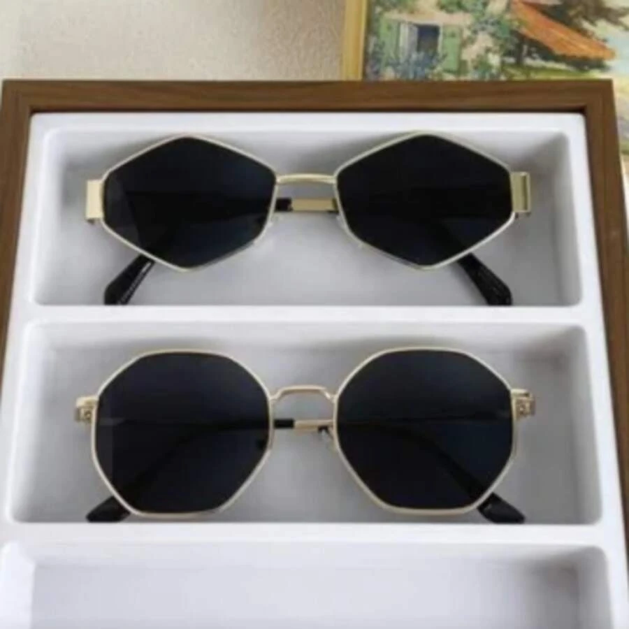 2 chiếc kính thời trang nữ bằng kim loại hình đa giác - Nhiều màu - Xem 1