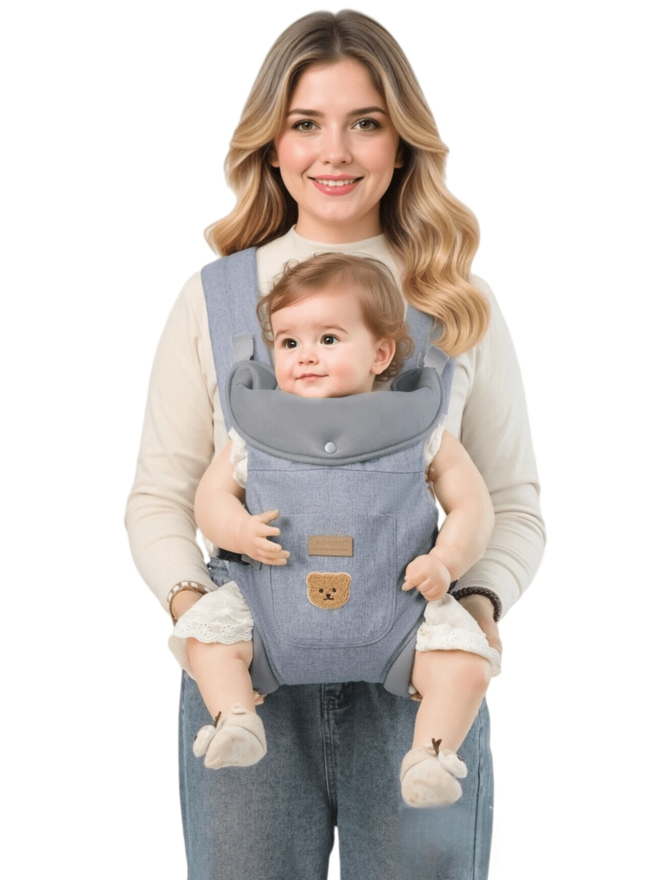 Đai địu em bé 2 trong 1 siêu nhẹ, có thể địu phía trước và phía sau, sử dụng được quanh năm, dụng cụ địu bé tiện lợi. - Xanh denim - Xem 1