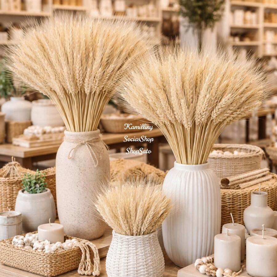 100 Hastes De Trigo Seco Natural Decorativo Casamentos Arranjos 40cm - 1PC - Visão 1